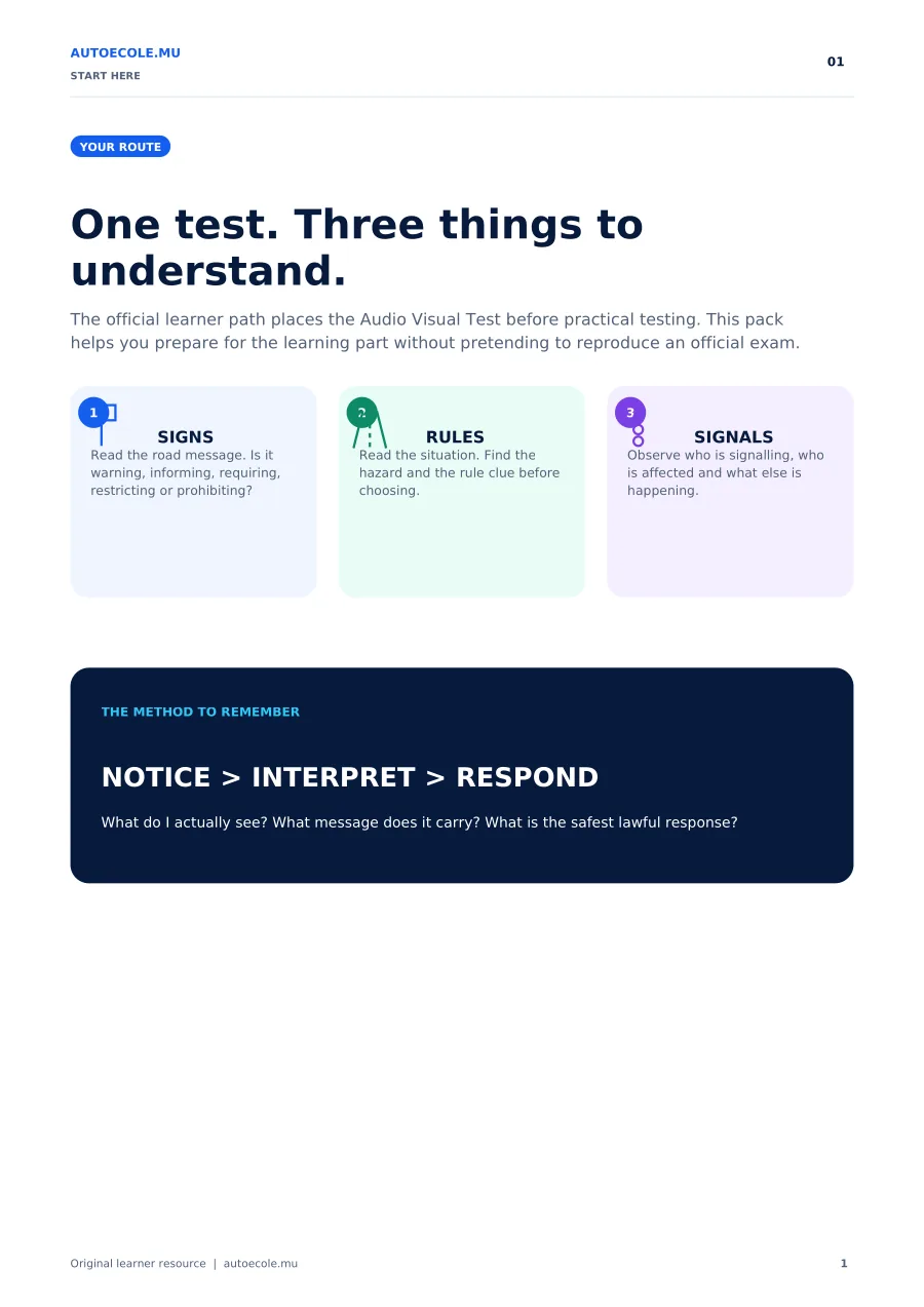 Preview page showing the AutoEcole oral-test learning route